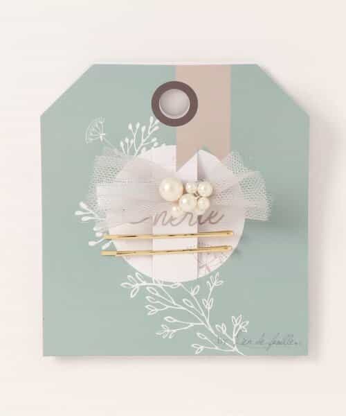 ★SALE★リボンチュールパールクリップセット（グレー）