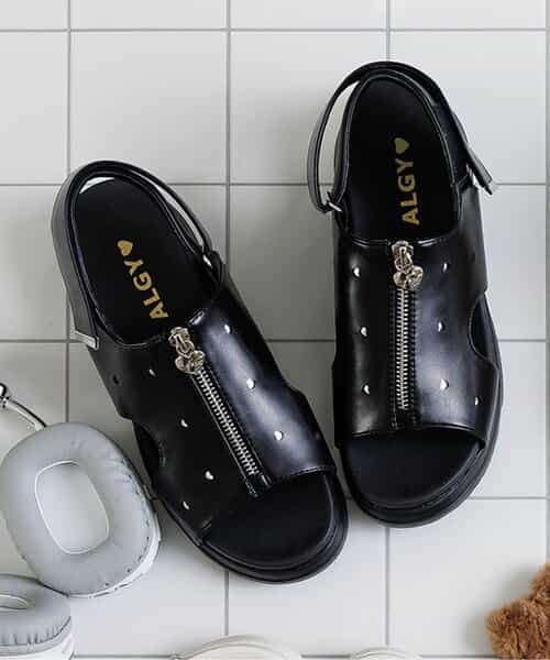 ★SALE★ハートチャーム飾りジップサンダル