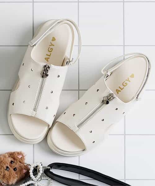 ★SALE★ハートチャーム飾りジップサンダル