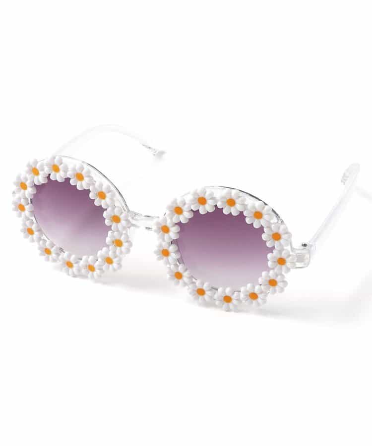 【UVカット】サングラス (フラワー・ホワイト)