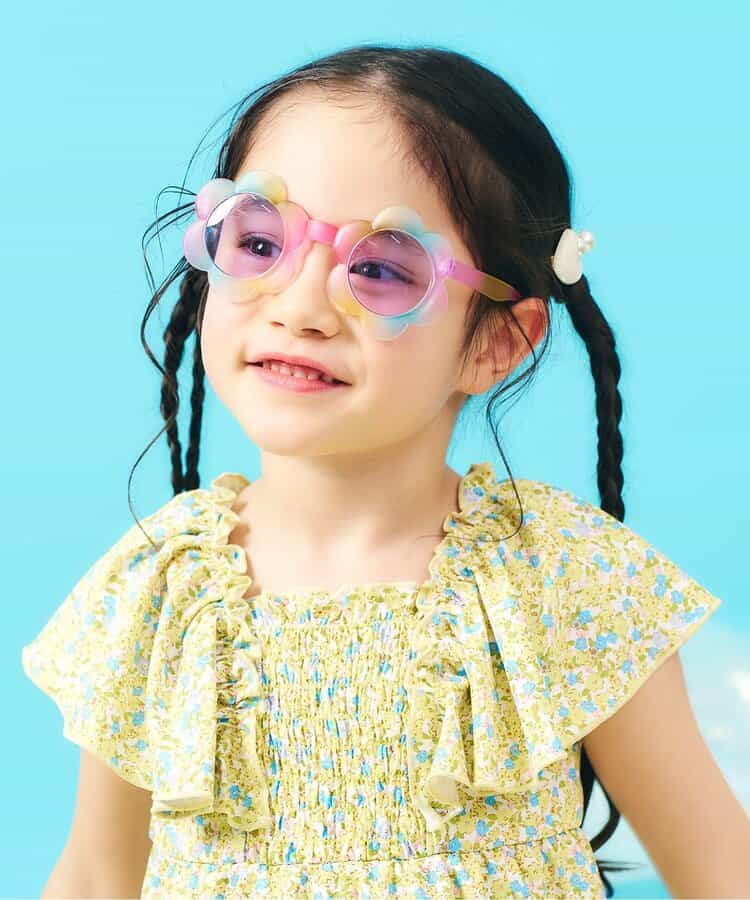 【UVカット】キッズサングラス（フラワー・マットレインボー）