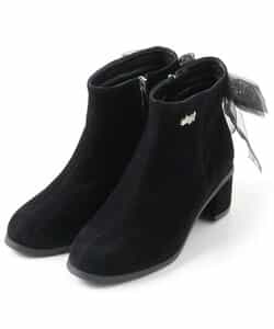 バックリボンスウェードショートブーツ