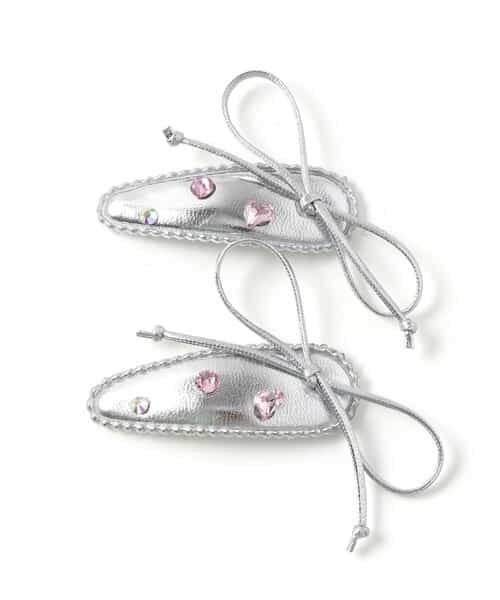 ビジューリボンヘアピン2P