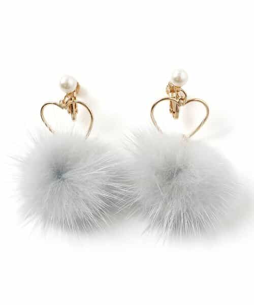 ハートパーツファーイヤリング