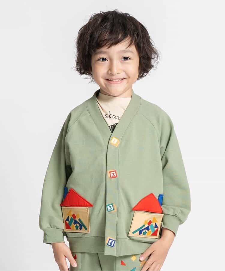 積み木遊び刺繍カーディガン