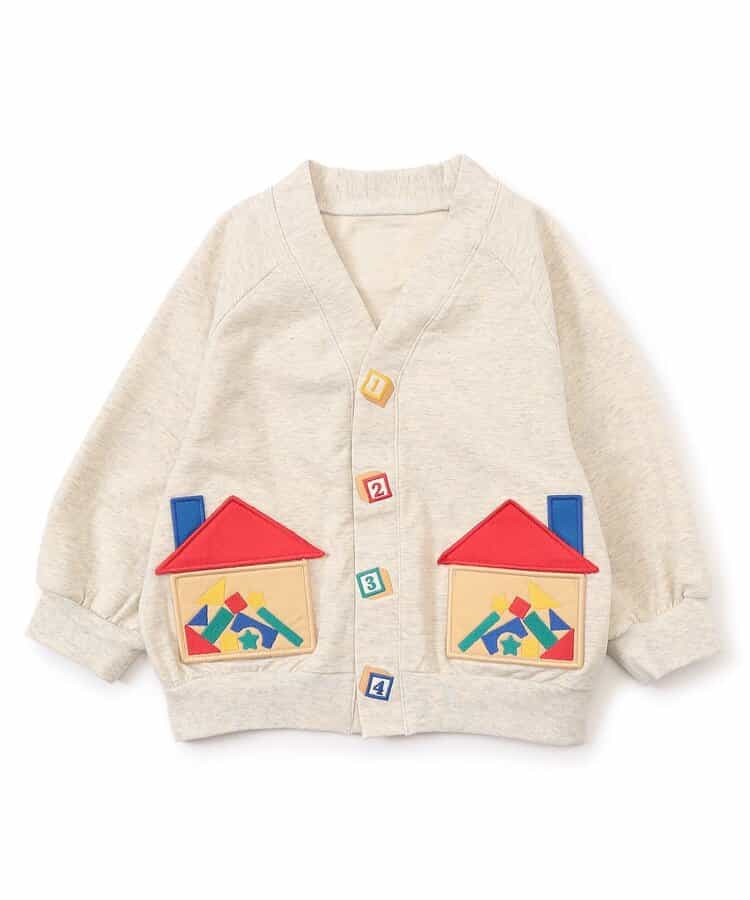 積み木遊び刺繍カーディガン