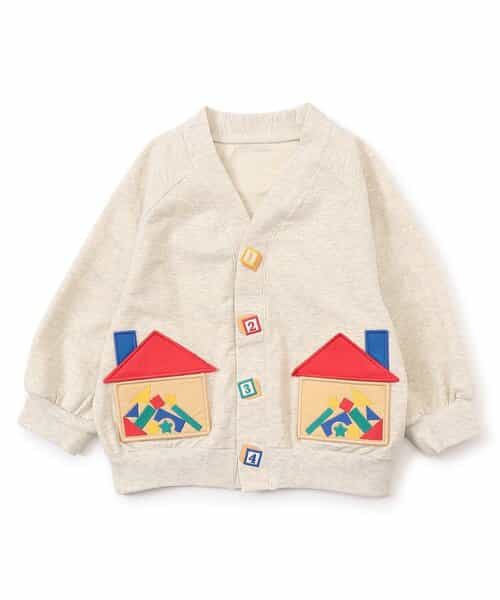 積み木遊び刺繍カーディガン