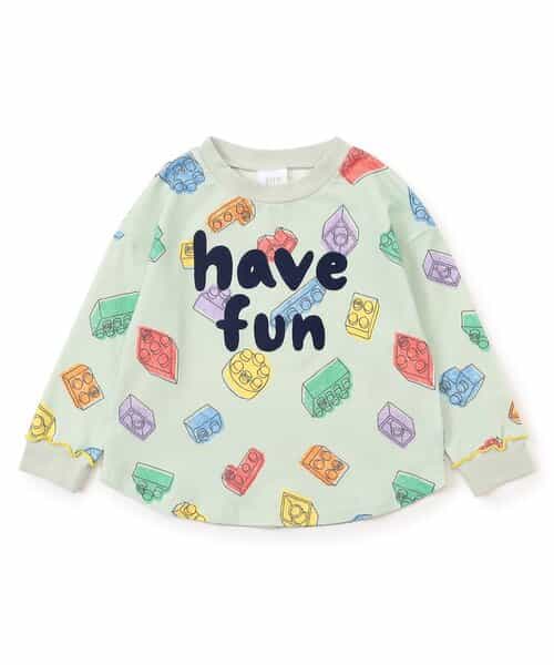 楽しく遊ぼう総柄長袖Tシャツ