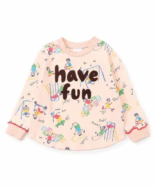 楽しく遊ぼう総柄長袖Tシャツ