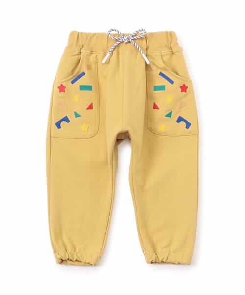 積み木遊び刺繍サルエルジョガーパンツ  9分丈