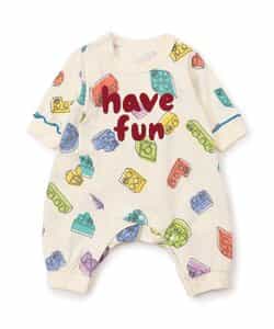 楽しく遊ぼう総柄カバーオール