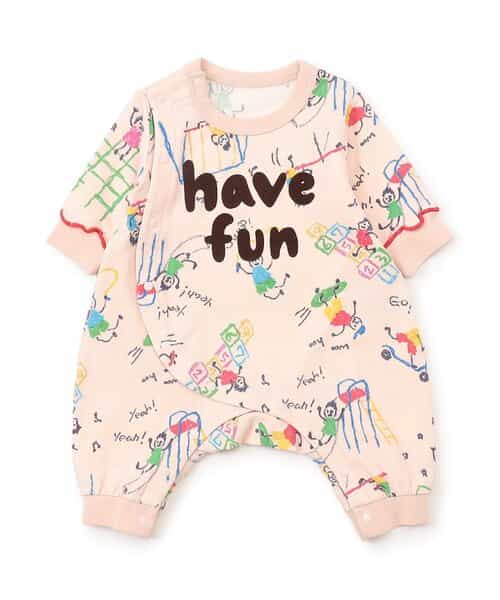 楽しく遊ぼう総柄カバーオール