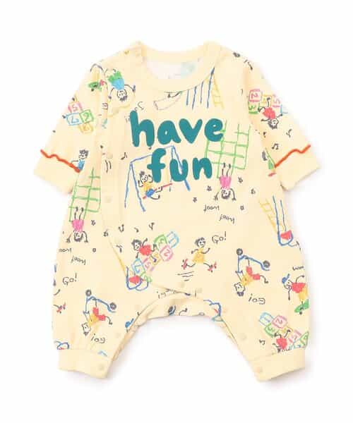 楽しく遊ぼう総柄カバーオール