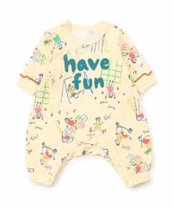 楽しく遊ぼう総柄カバーオール