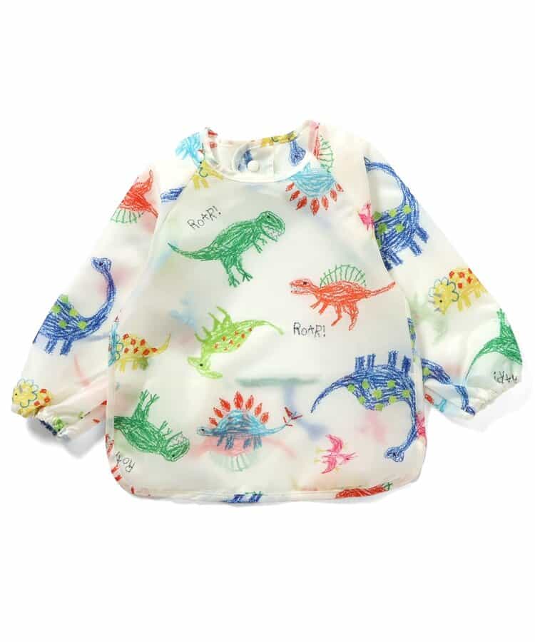 ☆1/13(火)お昼12:59まで3点10％OFF☆クレヨンお絵描き恐竜柄スモック