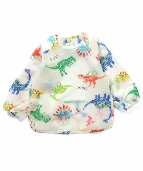 ☆1/13(火)お昼12:59まで3点10％OFF☆クレヨンお絵描き恐竜柄スモック