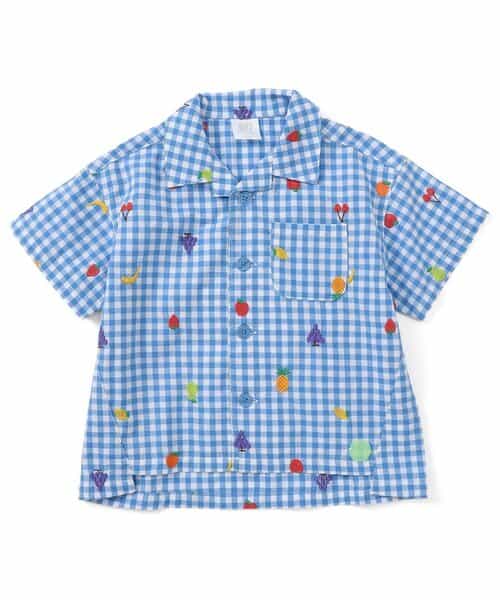 ★SALE★フルーツとベジタブルの刺繍柄チェックシャツ