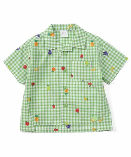 ★SALE★フルーツとベジタブルの刺繍柄チェックシャツ