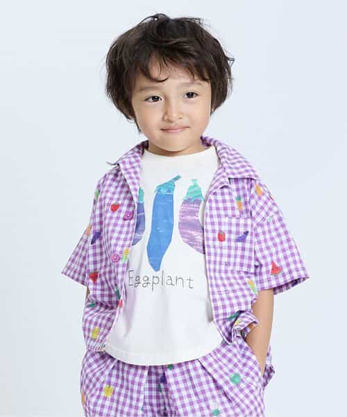 ★SALE★フルーツとベジタブルの刺繍柄チェックシャツ