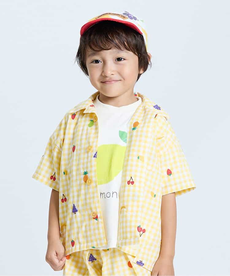 ★SALE★フルーツとベジタブルの刺繍柄チェックシャツ
