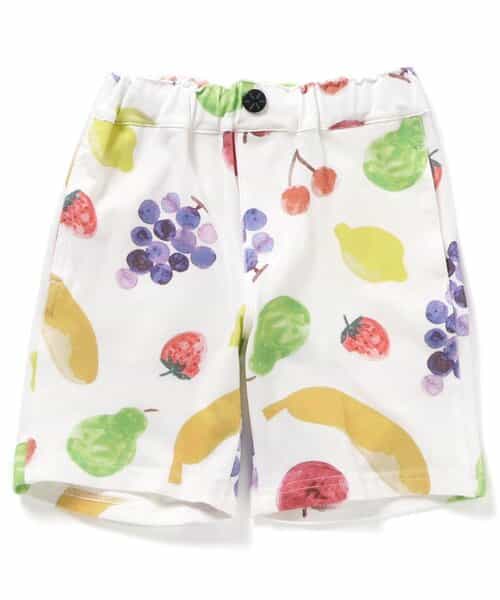 ★SALE★おっきなフルーツ柄＆ベジタブルブロックチェック柄パンツ  5分丈