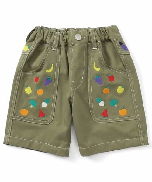★SALE★フルーツとベジタブルの刺繍入りハーフパンツ  5分丈