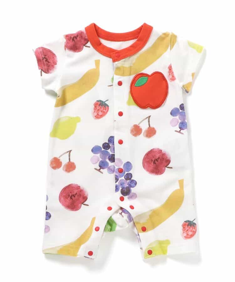 ★SALE★おっきなフルーツ柄＆ベジタブルブロックチェック柄ロンパス