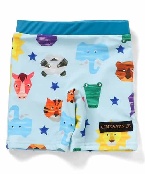 動物切り絵柄ボクサー水着_UVカット