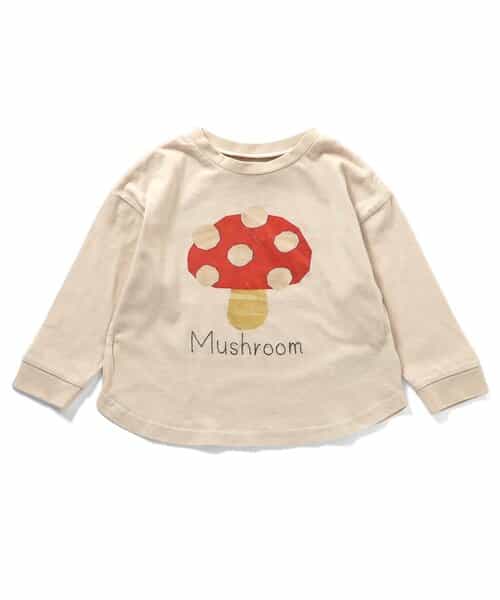 秋の味覚切り絵プリント長袖Tシャツ