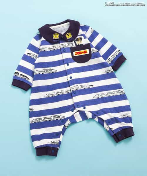 【プラレール】ボーダー柄カバーオール