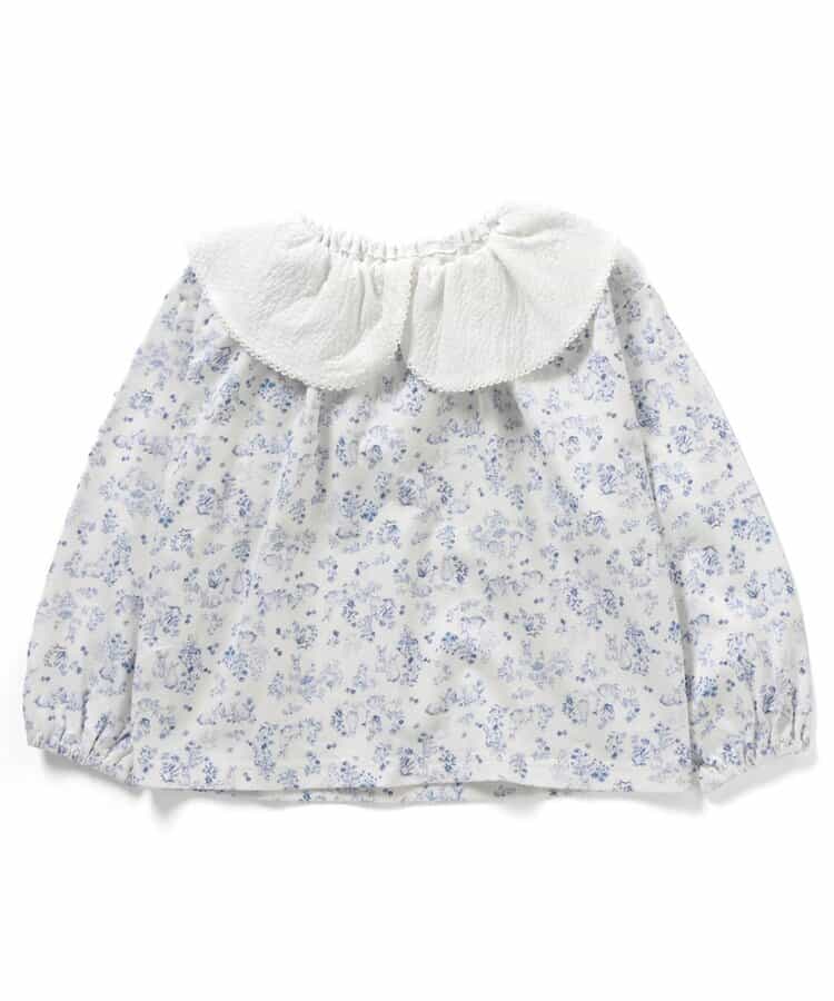 ナインチェ・プチフルールラッフルカラー総柄Tシャツ