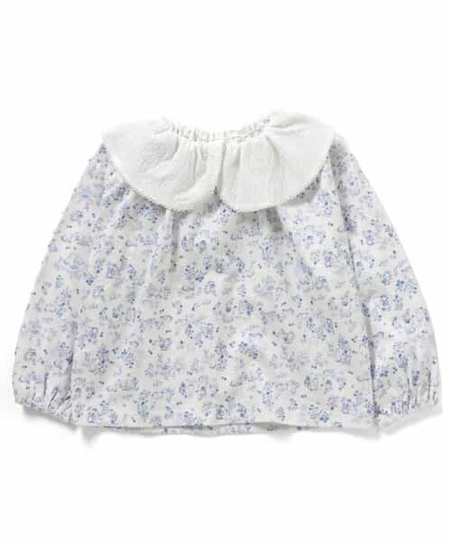 ナインチェ・プチフルールラッフルカラー総柄Tシャツ