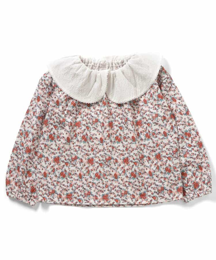 ナインチェ・プチフルールラッフルカラー総柄Tシャツ