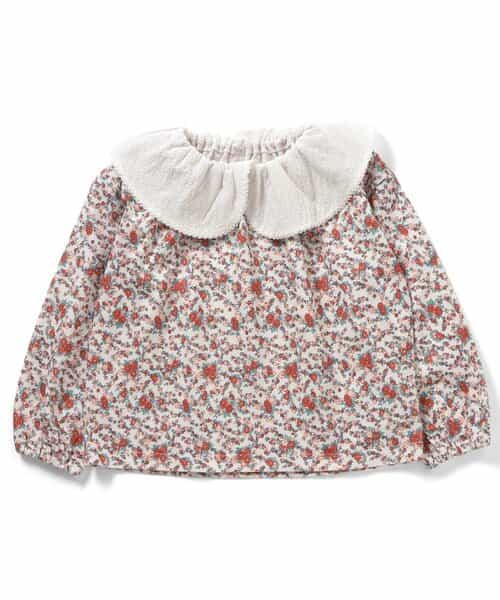 ナインチェ・プチフルールラッフルカラー総柄Tシャツ