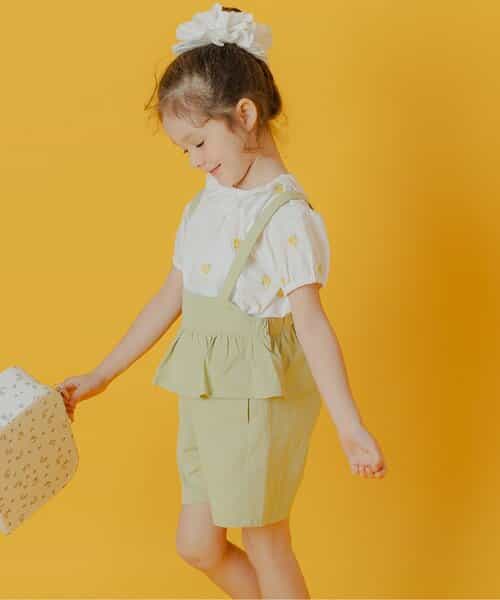 ウエストフリルショートサロペット  5分丈