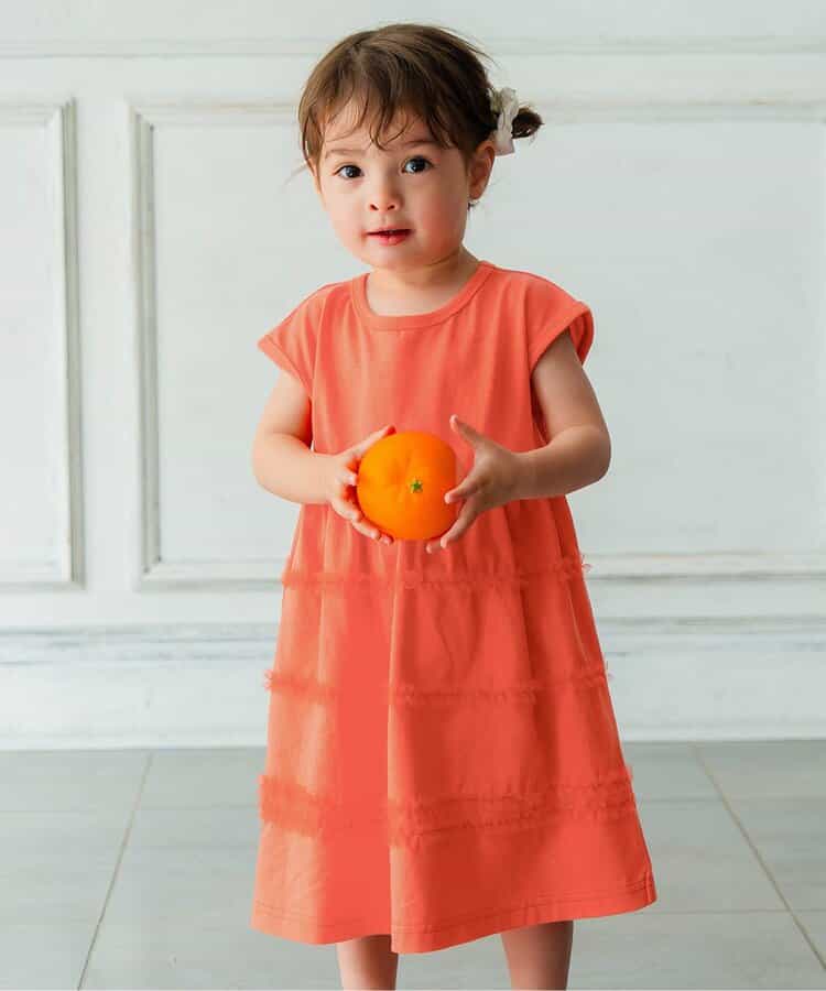 チュールフリルカットソーワンピース