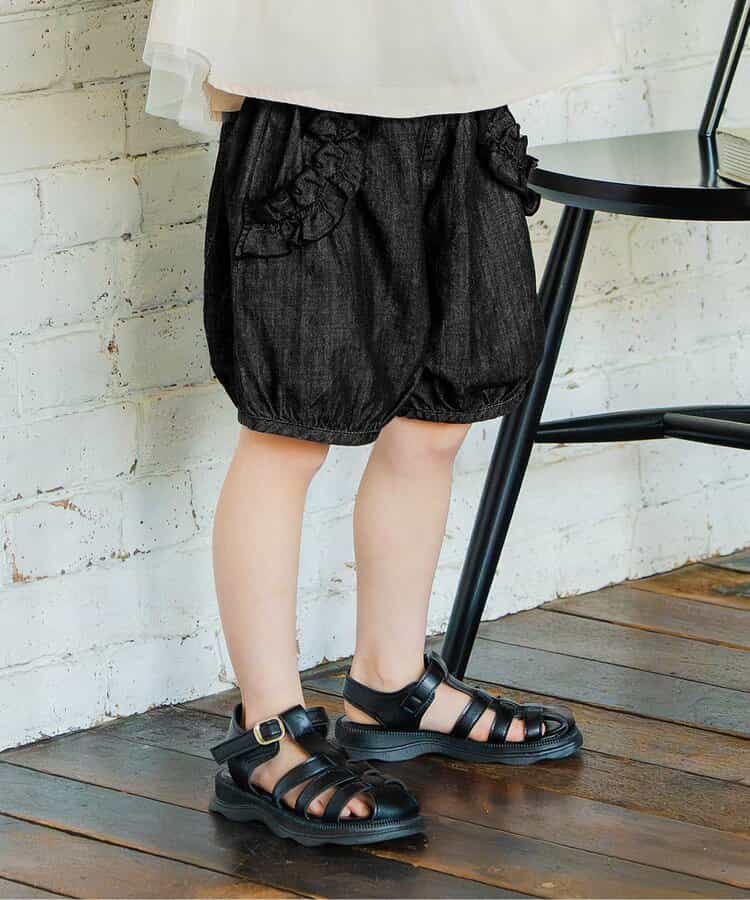 ギャザーショートパンツ  4分丈