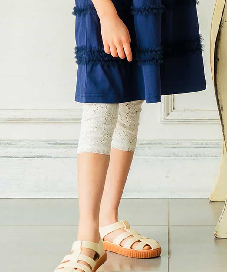 裾レースハーフレギンス  7分丈