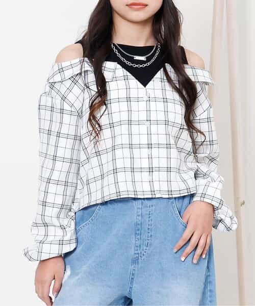 ドッキングチェックシャツ