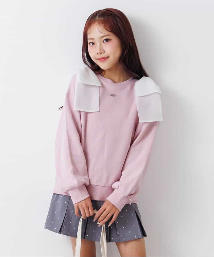 肩りぼんトレーナー