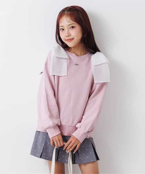 肩りぼんトレーナー