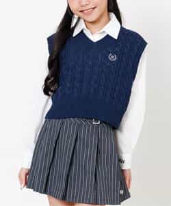 【セレモニー対応】透かし編みニットベスト＆シャツセット