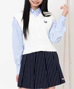 【セレモニー対応】透かし編みニットベスト＆シャツセット