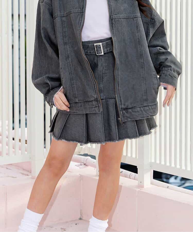 デニムプリーツスカパン