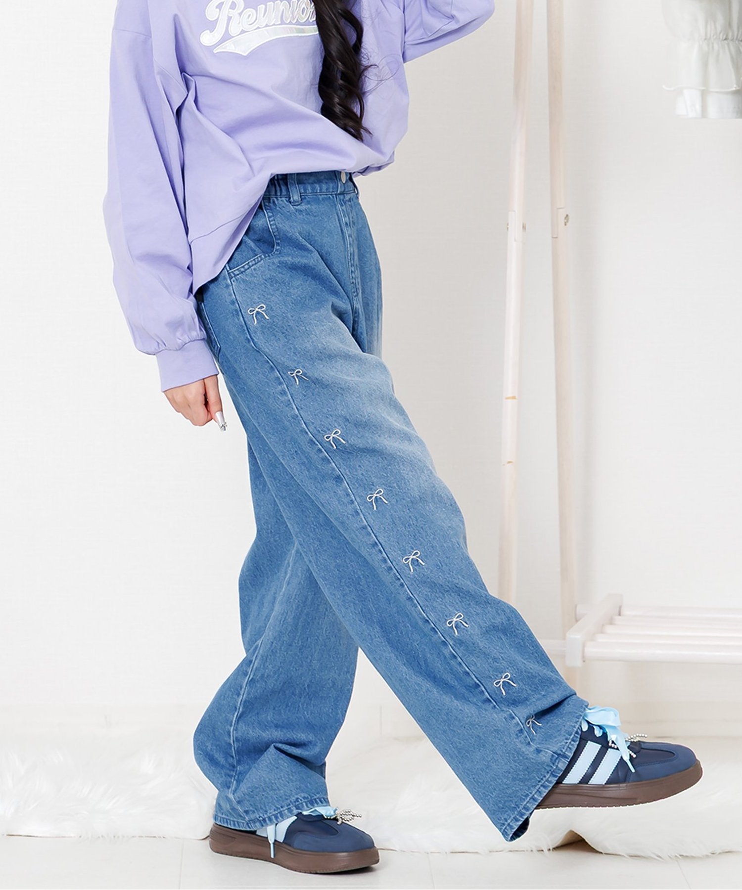 ☆SALE☆ウエスト調節できるグランジワイドパンツ（G221035）|algy