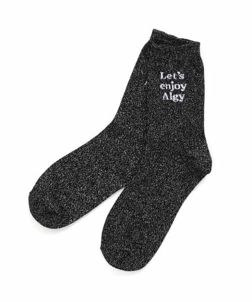 レタリングラメクルーソックス