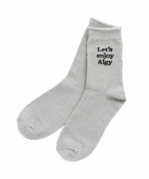 レタリングラメクルーソックス