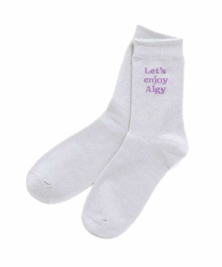 レタリングラメクルーソックス