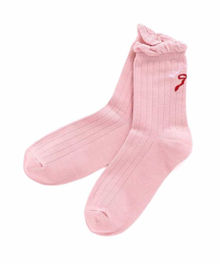 バックりぼんフリルクルーソックス