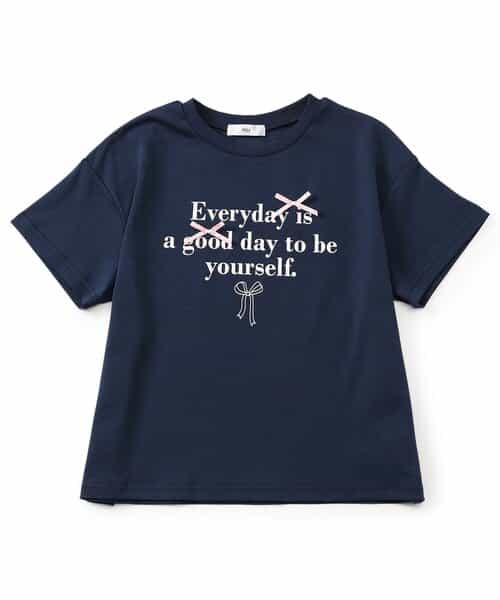 シルケット加工りぼん付きロゴTシャツ